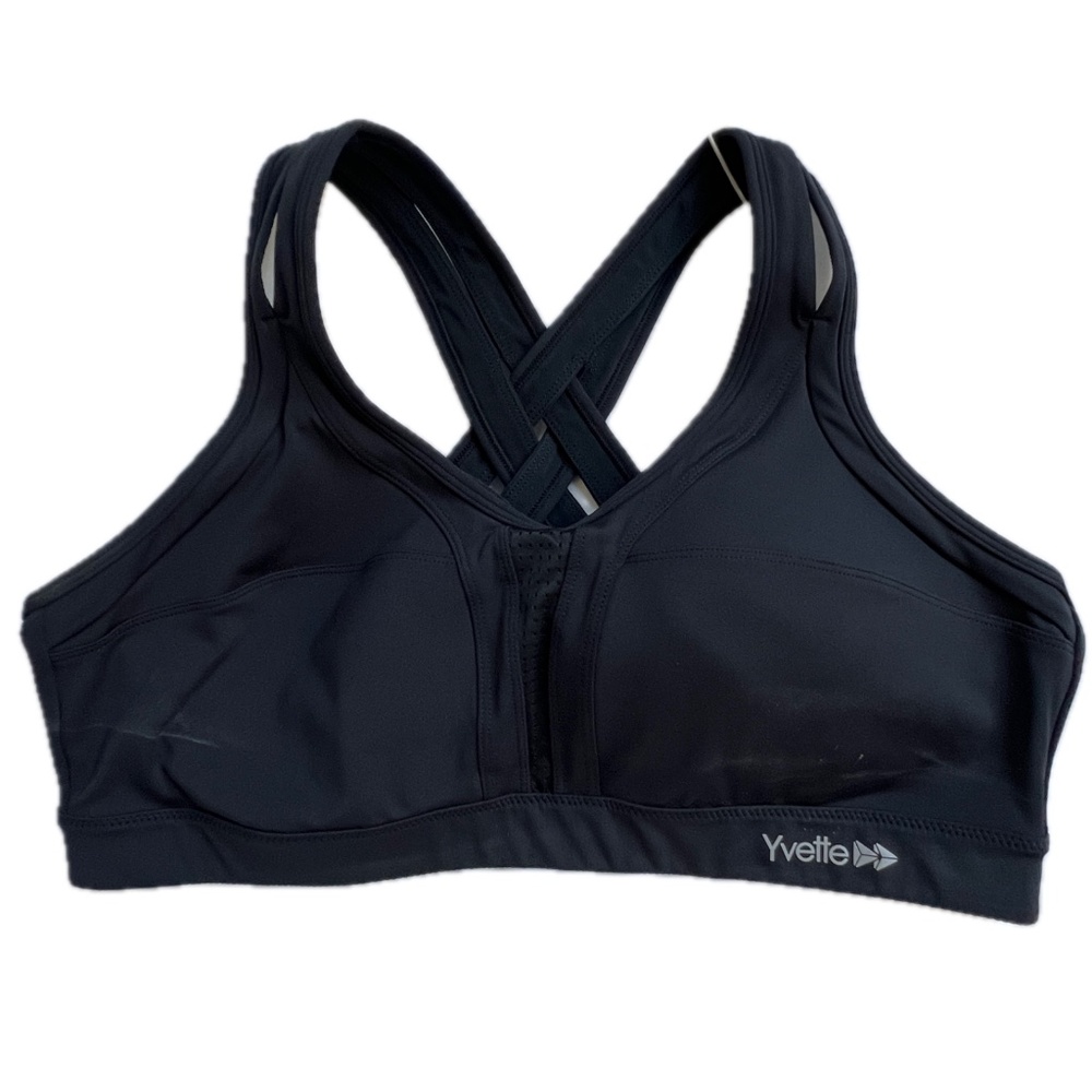 Yvette Sports Bra Size 2XL+ Black Cross Back Straps Wireless New NWT